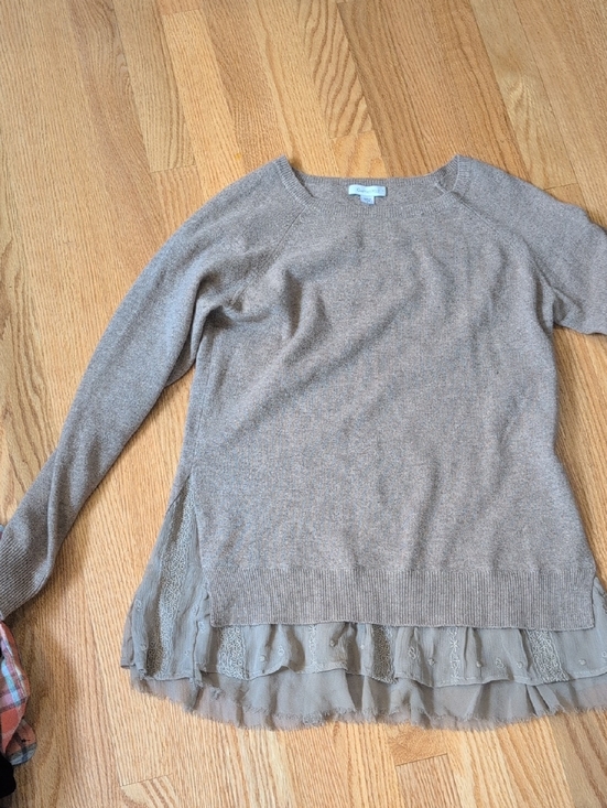 Garnet Hill Sweaters - Garnet Hill Lace Trim Cashmere Sweater Women's Size S
